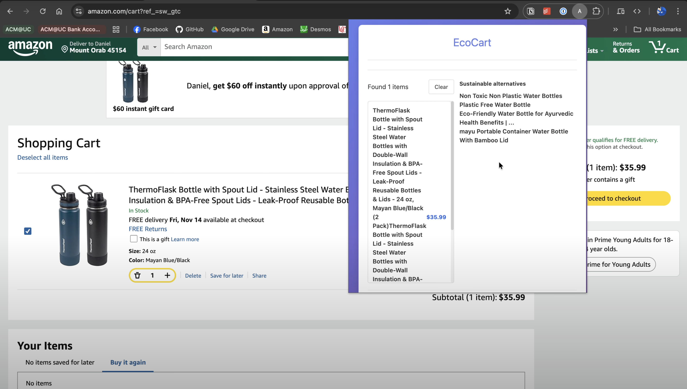 EcoCart demo screenshot